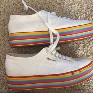 Superga Rainbow Platform Sole Lace Up Shoe Size 40
